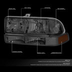 Smoked Amber Headlight Bumper Lamps for C10 Pickup Blazer (1998–2004)