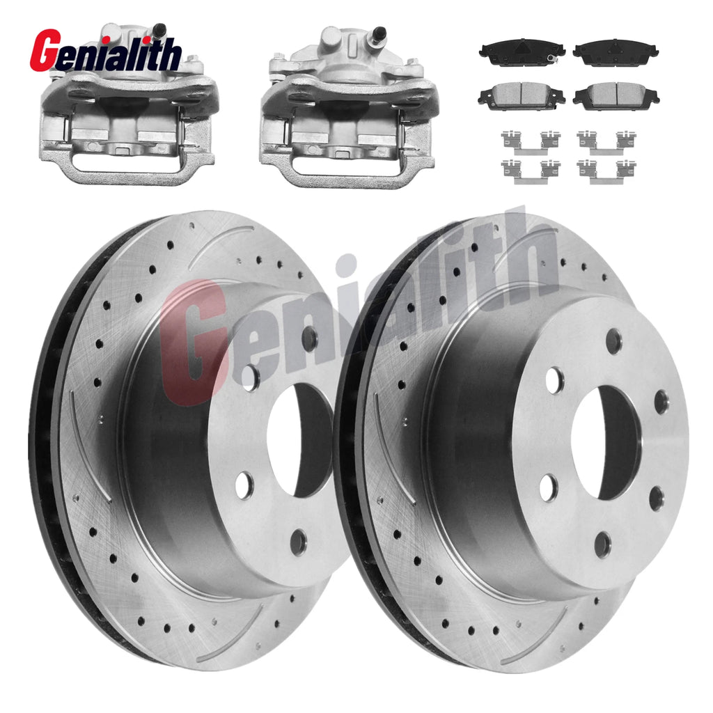 Rear Disc Brake Rotor & Pad + Brake Caliper for Chevy GMC Silverado Sierra 1500 (2007–2019)