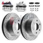 Rear Disc Brake Rotor & Pad + Brake Caliper for Chevy GMC Silverado Sierra 1500 (2007–2019)