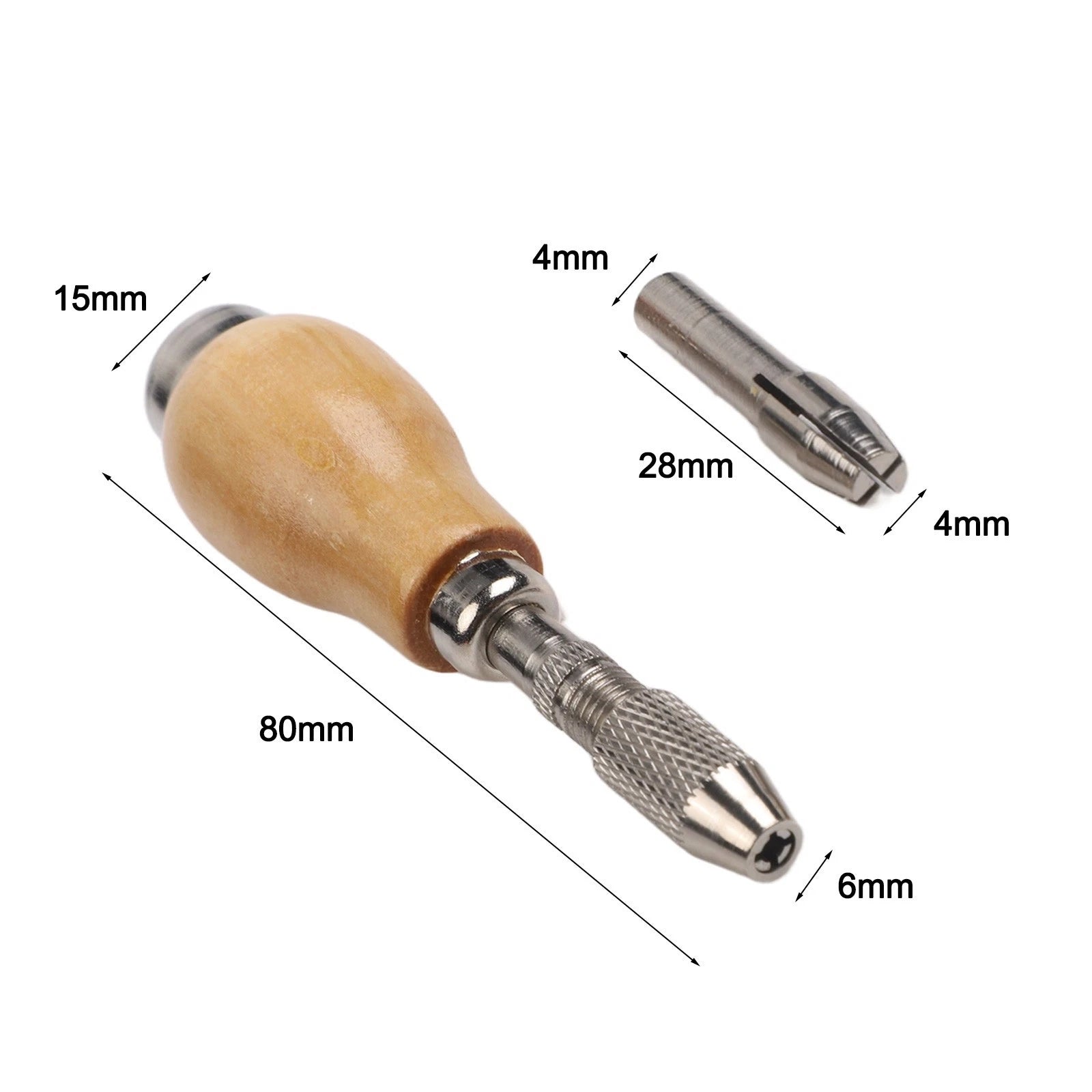 Jeweler Pin Vise with Wooden Handle for Wire Wrapping Drill Tool