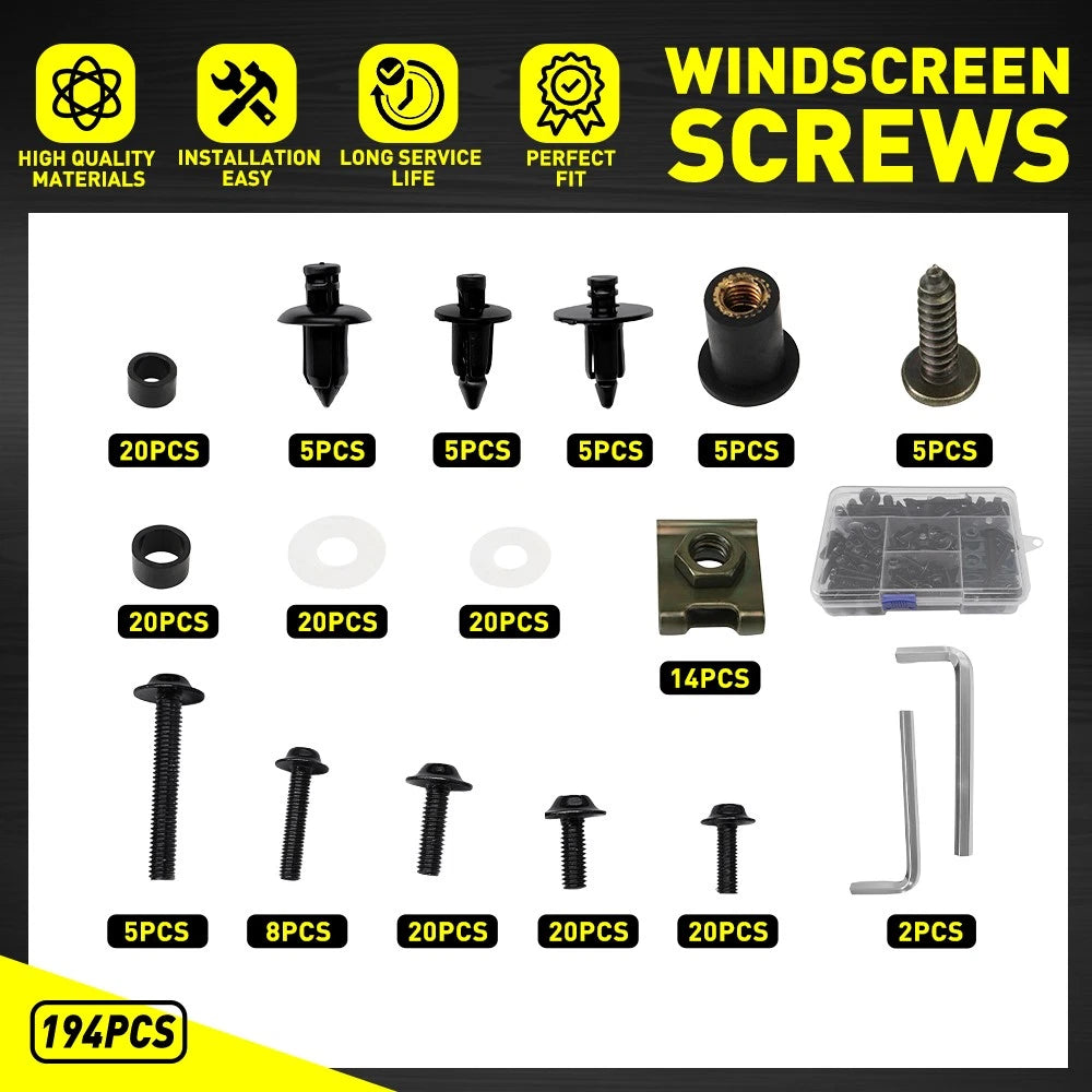 194pcs Aluminum Fairing Bolts Screws Kit for Honda CBR600RR CBR1000RR