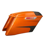 4" Stretched Saddlebags for Harley Touring (2014–2023) Scorched Orange/Black Denim
