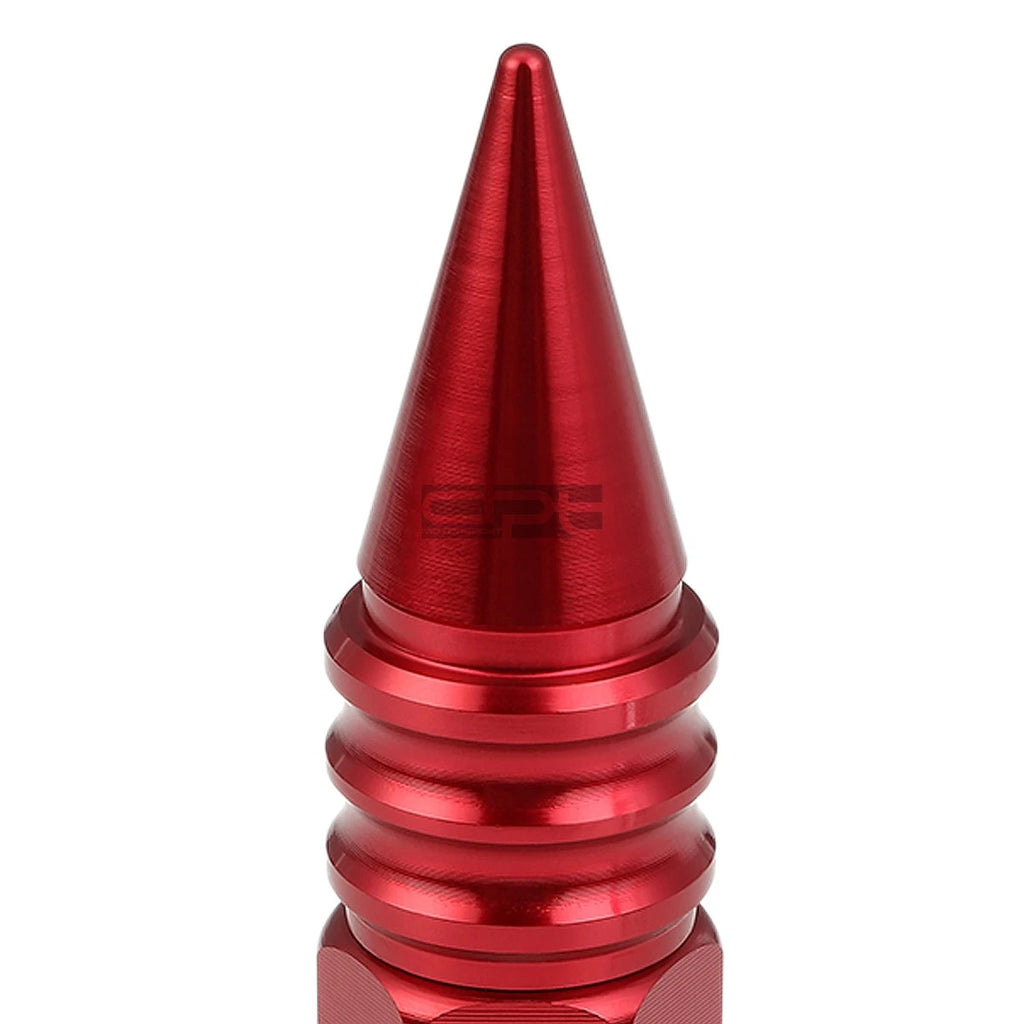 20x M12x1.5 107mm Tall 20mm OD Red Aluminum Spiked Lug Nuts + Adapter