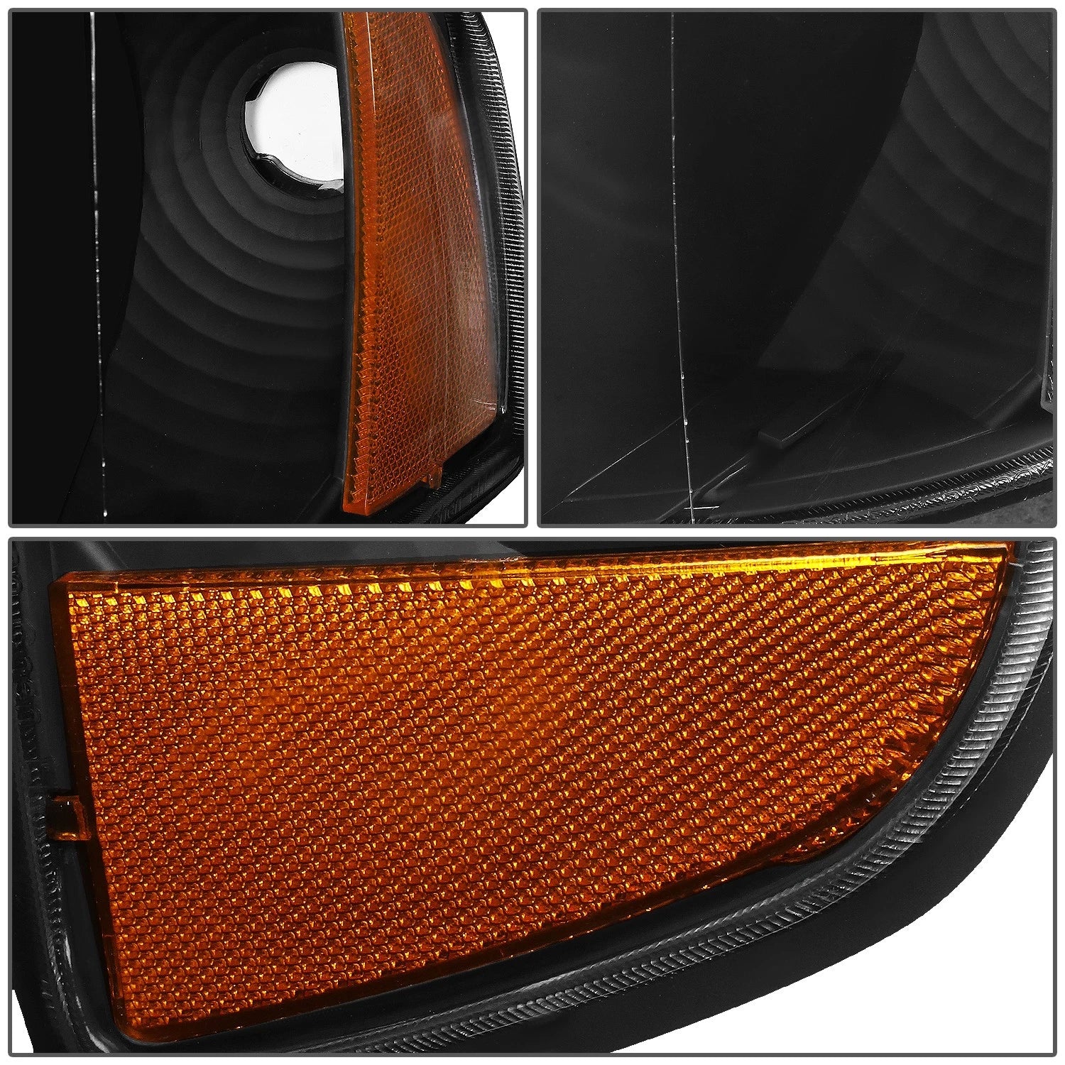 Headlight Lamps for Dodge Ram Pickup Truck (1994–2002) Black/Amber