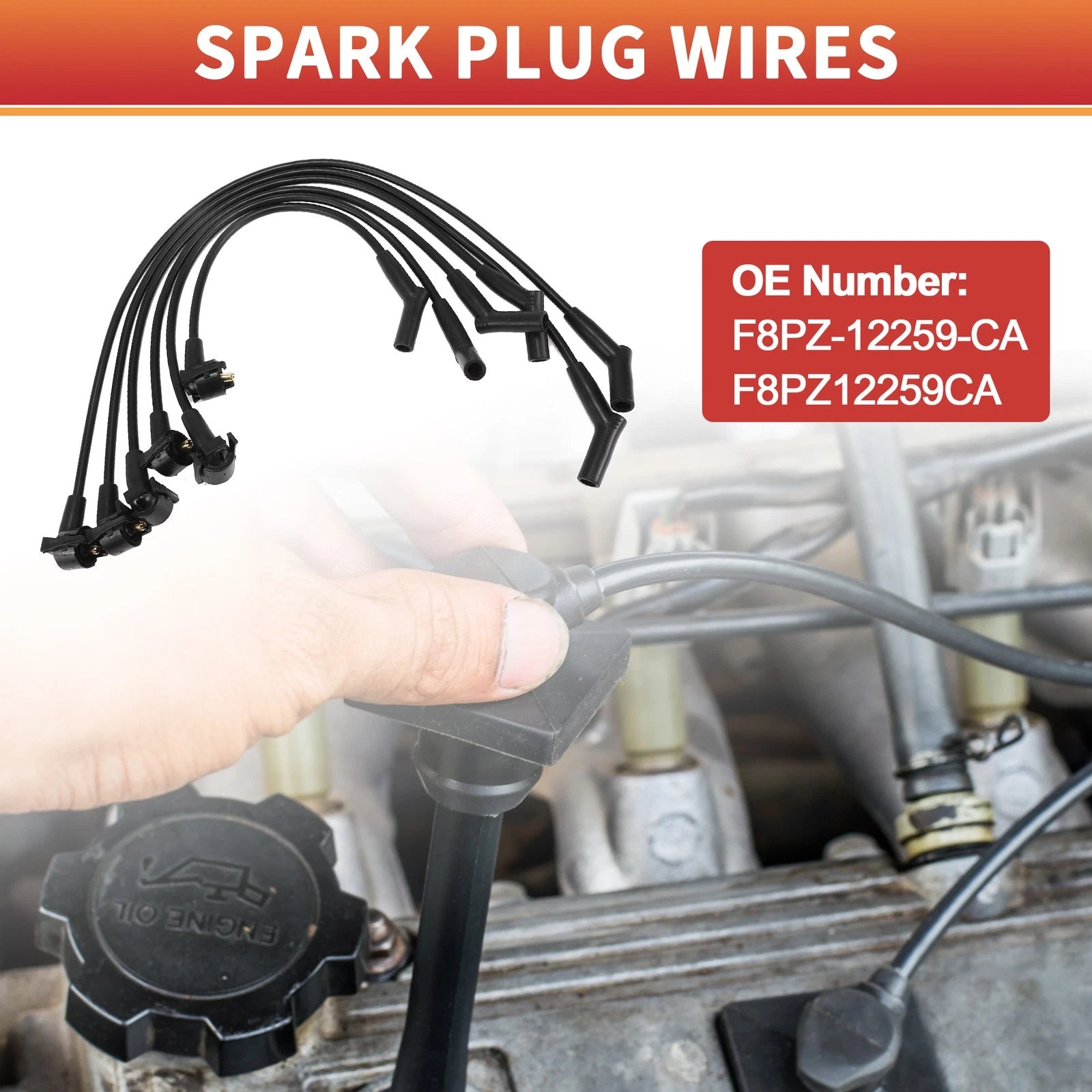 6X Spark Plug Wire Ignition Coil Cable No.F8PZ-12259-CA for Ford Ranger (1998–2011)