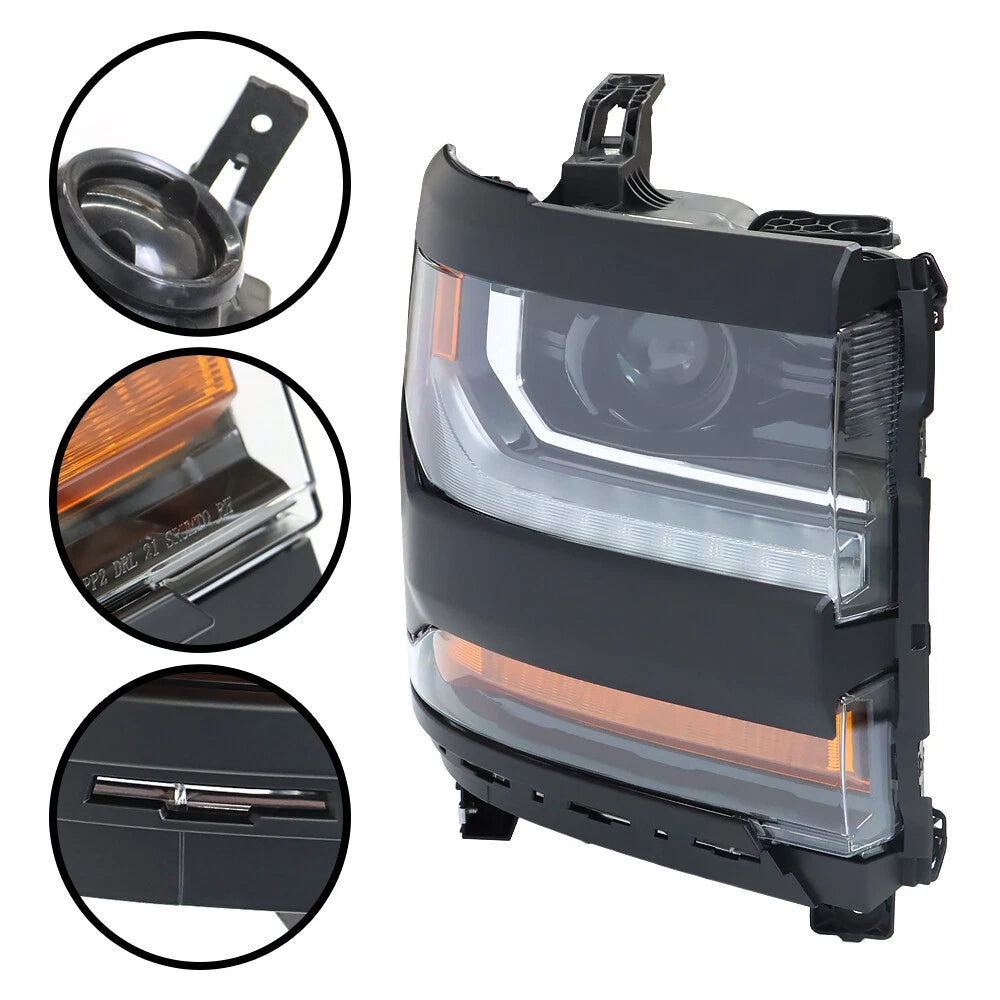 Headlight for Chevy Silverado 1500 (2016–2018) RH Side HID/Xenon LED DRL