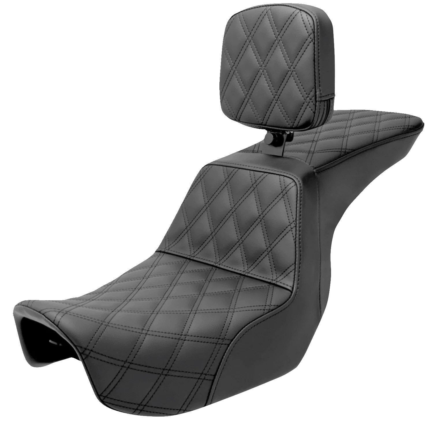 SADDLEMEN Tour Step-Up Seat for Harley Dyna (1991–2023) - Rider Backrest, Lattice Stitch