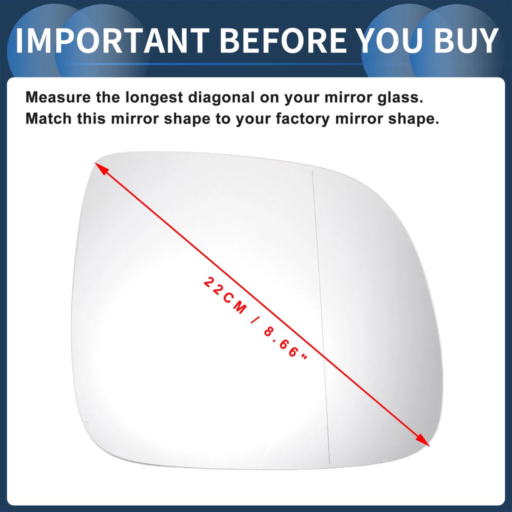 Right Side Heated White Mirror Glass for Volkswagen Touareg (2007–2010)