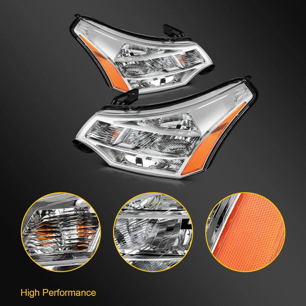 Set of 2 Chrome Headlights for Ford Focus (2008–2011)
