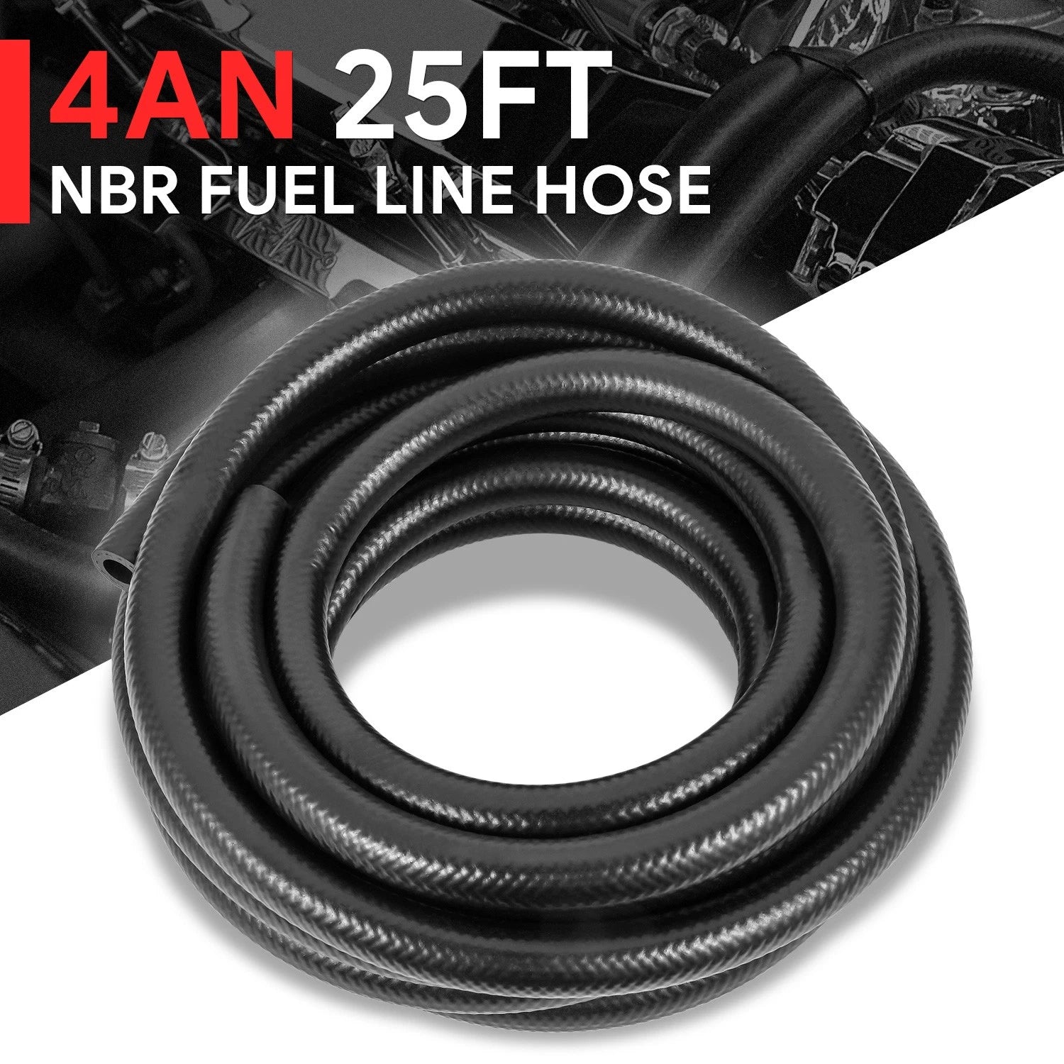 4AN Fuel Line Hose 25ft Nitrile Rubber 1/4" for Oil Gas Pipe