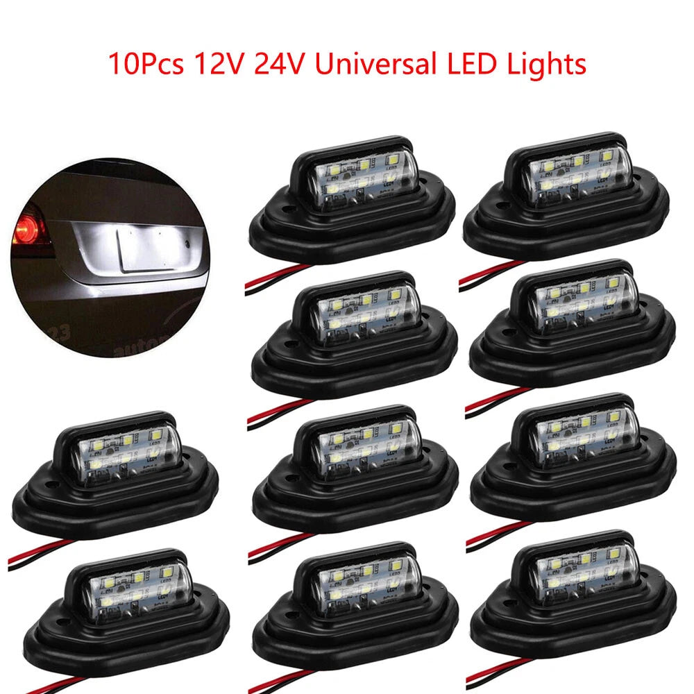 10Pcs LED Signal Tail Lamp License Plate Lights for Car Truck Boat