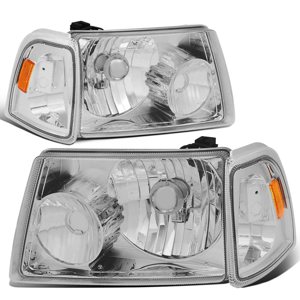 Chrome Housing Headlight, Amber Corner, Smoked LED Fog Light Kit for Ford Ranger (2001–2011)