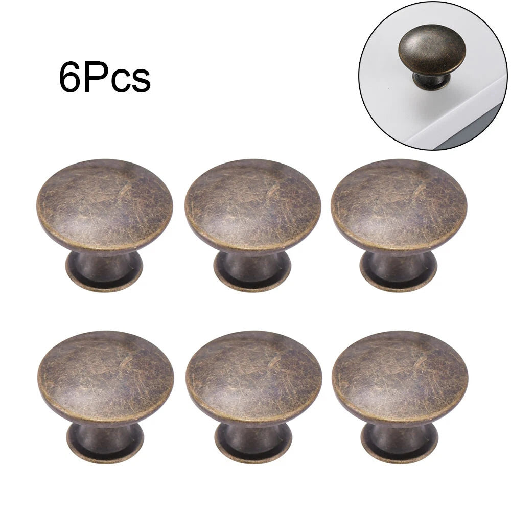 Set of 6 Vintage Round Cabinet Drawer Knobs Pull Handles