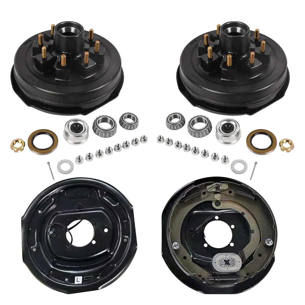 Set of 2 Trailer Hub Drum Kits with 12"x2" Brakes for 7000lb Axle
