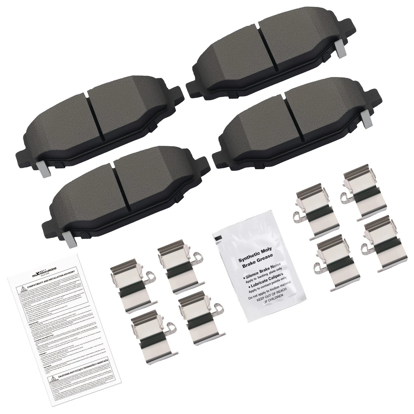 Set of 4 Rear Ceramic Brake Pads for Ram C/V, Chrysler Town & Country (2012–2015)