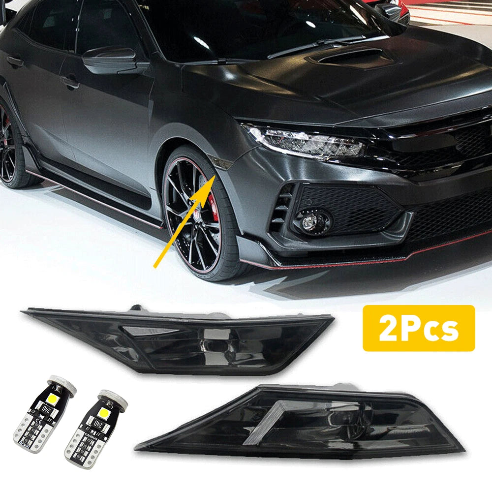 Set of 2 Smoked Turn Signal Side Marker Lights with LED for Honda Civic (2016–2020)