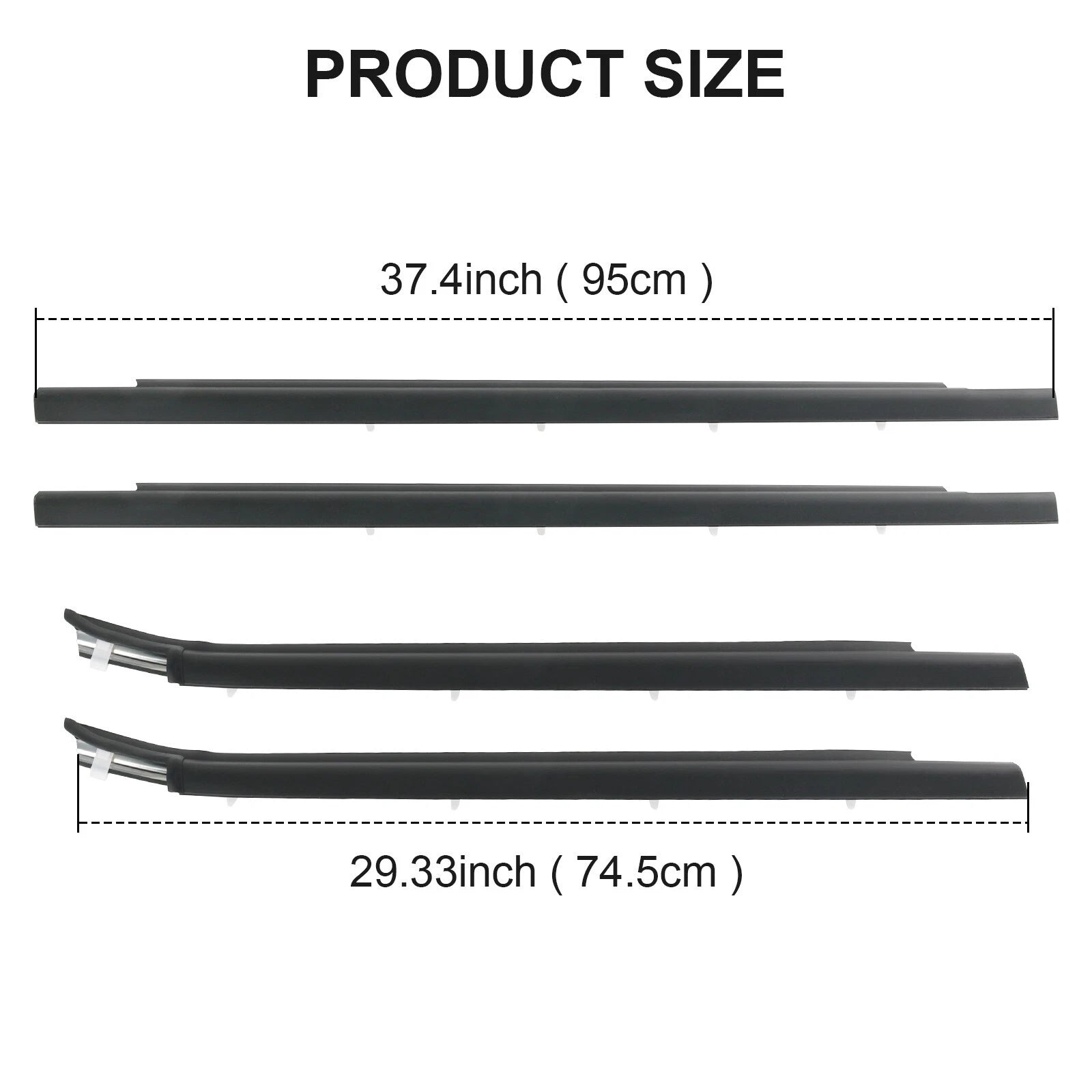 Set of 4 Window Moulding Weatherstrip Seals for Toyota Tundra (2000–2006)
