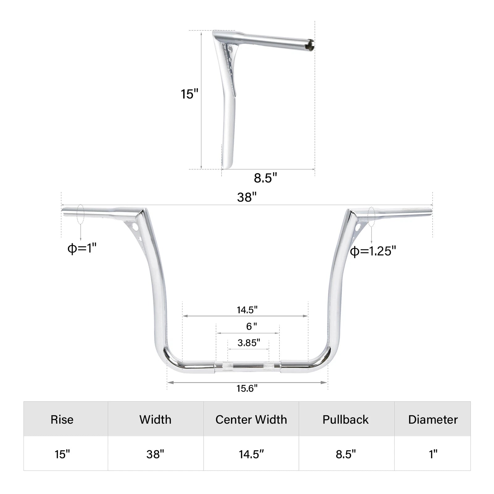 1 1/4" Ape Hanger Handlebar for Harley Street Glide (1982–2013) Chrome