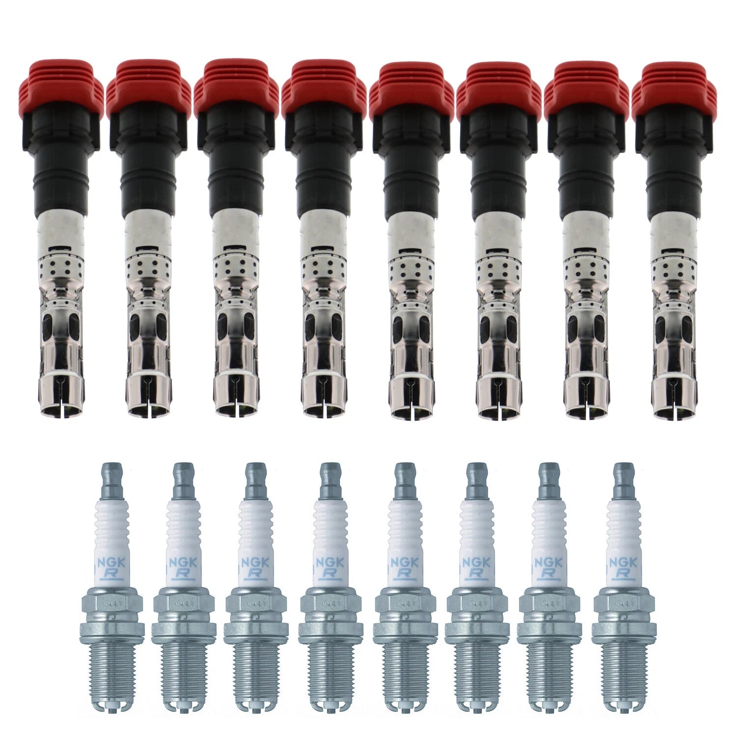 Set of 8 Ignition Coils & Spark Plugs for Volkswagen Touareg A8 Quattro V8 (2004–2010)