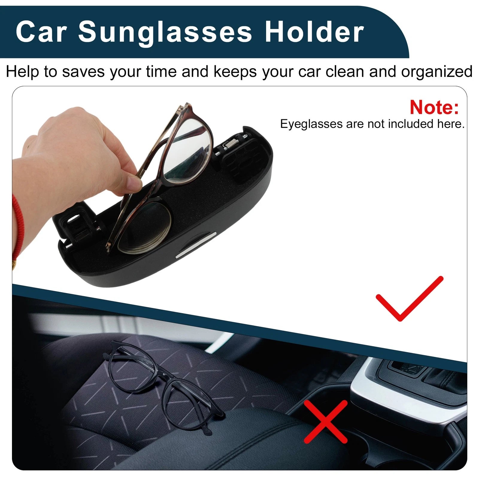 Car Sunglasses Case for Volkswagen T-Roc (2017–2024) ABS Black Set of 1