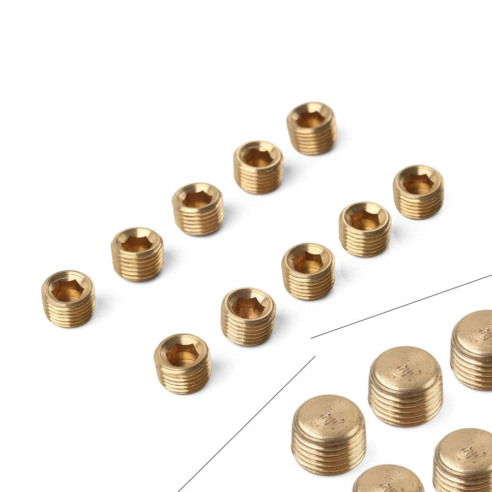 10pcs Brass Pipe Fitting Hex Counter Sunk Plug 1/8 Inch G Male Adapter