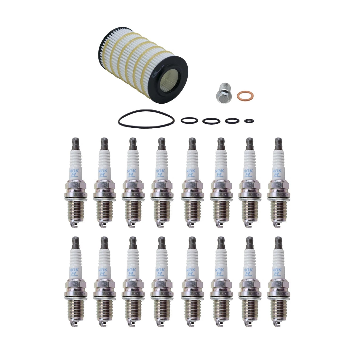 Wix Engine Oil Filter & NGK 16 Spark Plugs for Mercedes W202 C43 AMG (1998–2000)