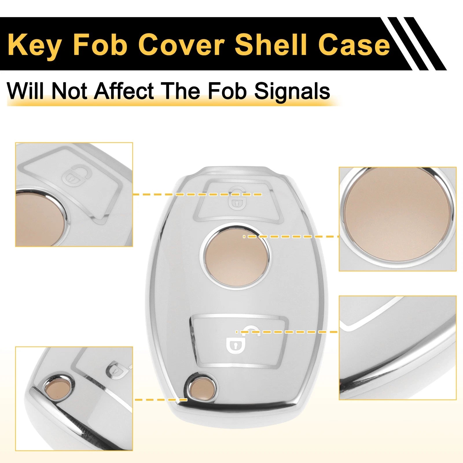 TPU Silicone Car Key Case for Mercedes-Benz (2 Buttons)