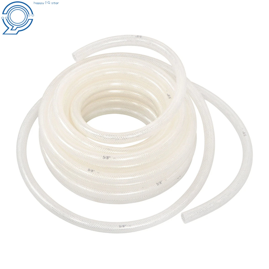 Clear Braided PVC Hose for Various Applications (50 Ft, 5/8" ID)