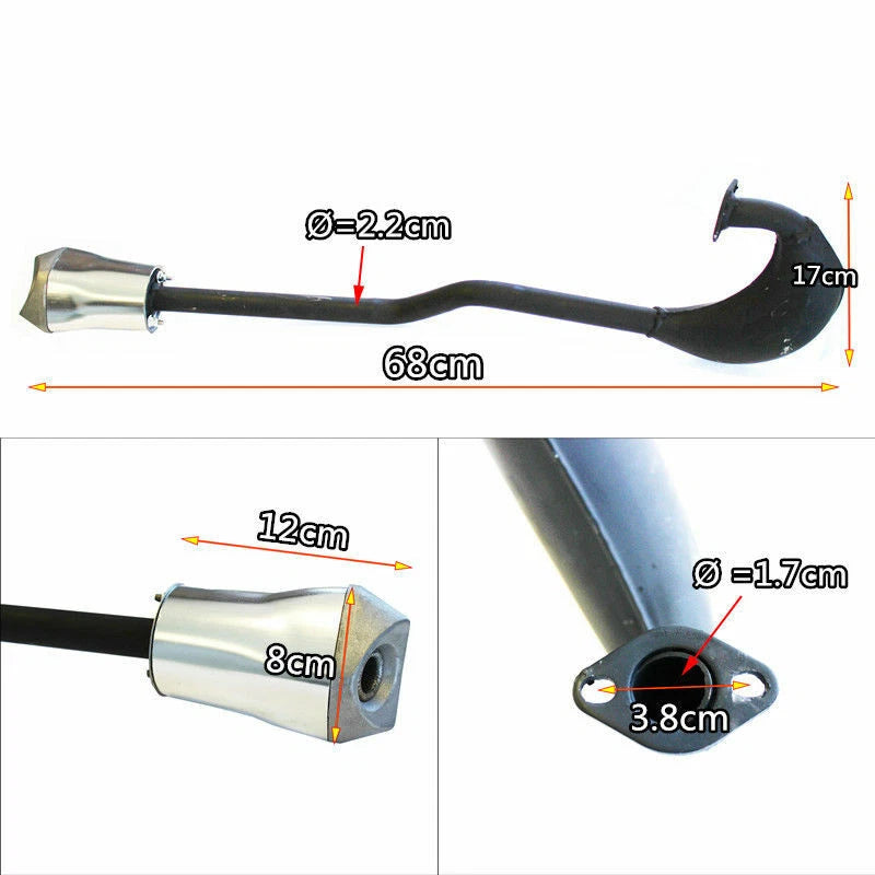 Exhaust Pipe for 49cc-80cc 2 Stroke Engine Motorized Bicycles