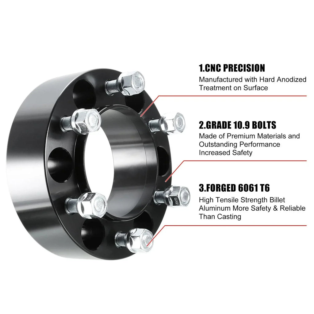 4pcs 2" Thick M12x1.5 6x5.5" Wheel Spacers Adapters