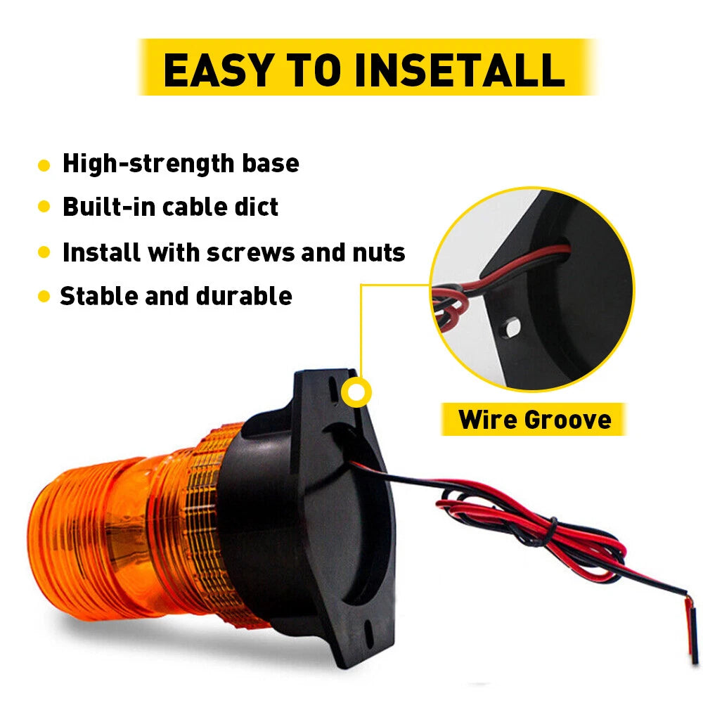 30LED Amber Rotating Strobe Light for Emergency Warning (12V-24V)