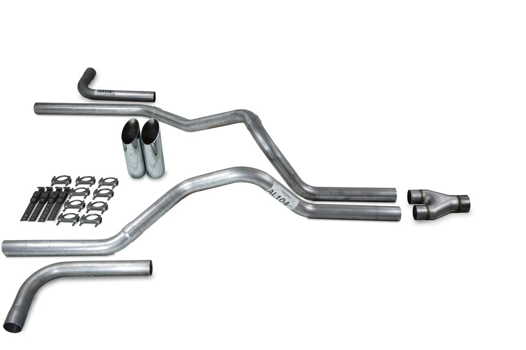Dual Exhaust Kit Y Pipe for Ford F-150 (1987–1997) 2.5" Slash Tips Side Exit