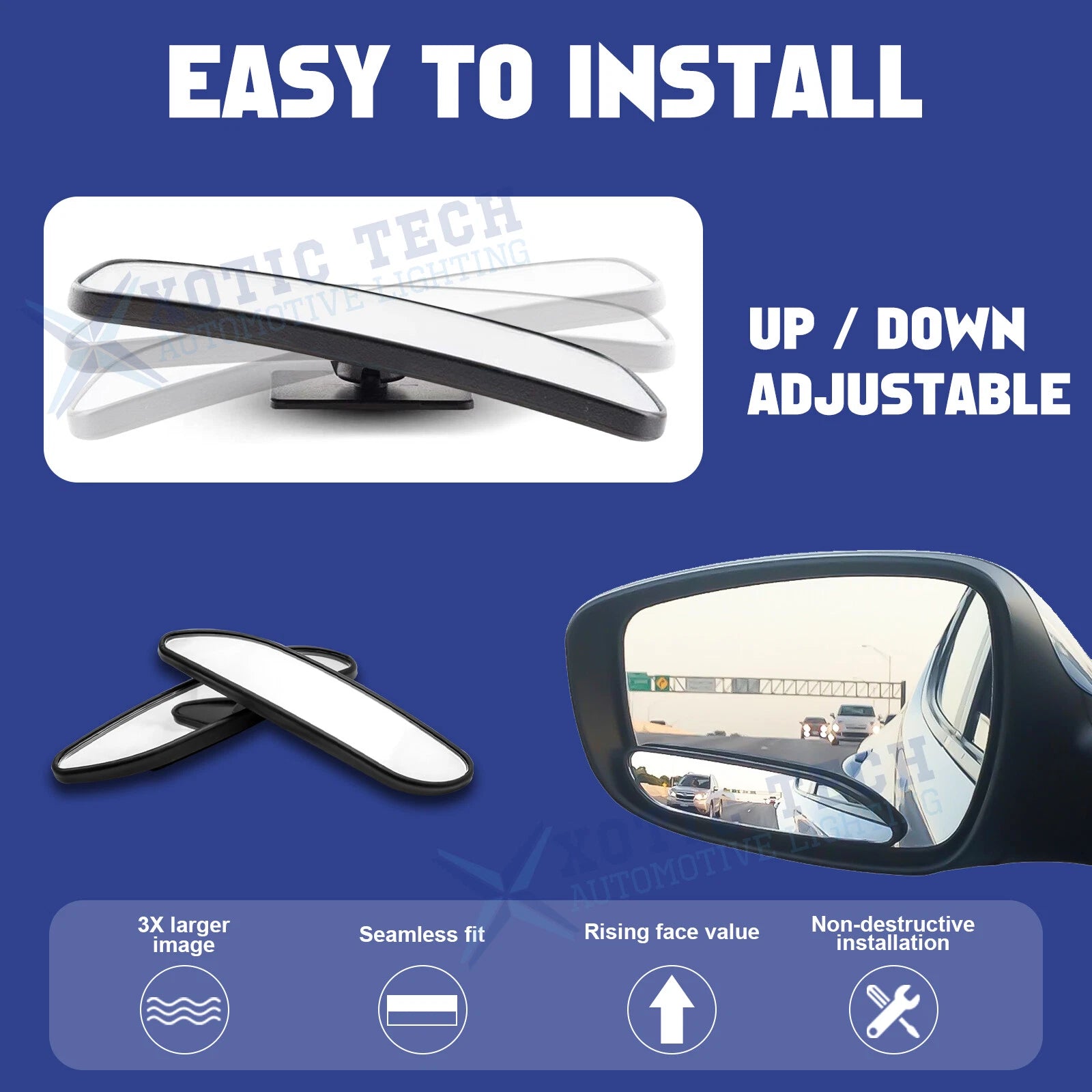 2x Auxiliary Rear View Blind Spot Mirror for Car (2010-2024)