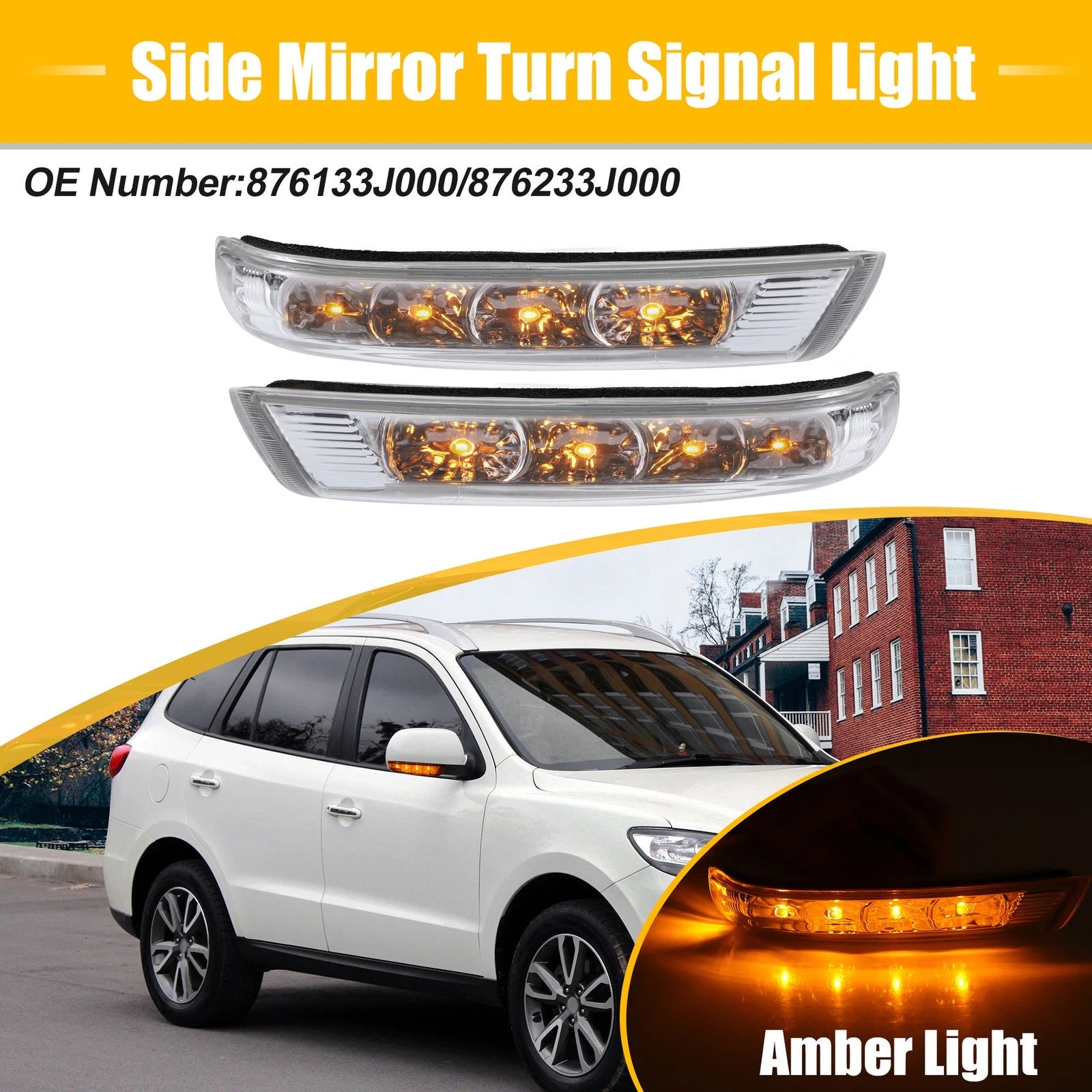 2X LED Side Mirror Turn Signal Light for Hyundai Santa Fe (2007–2012)