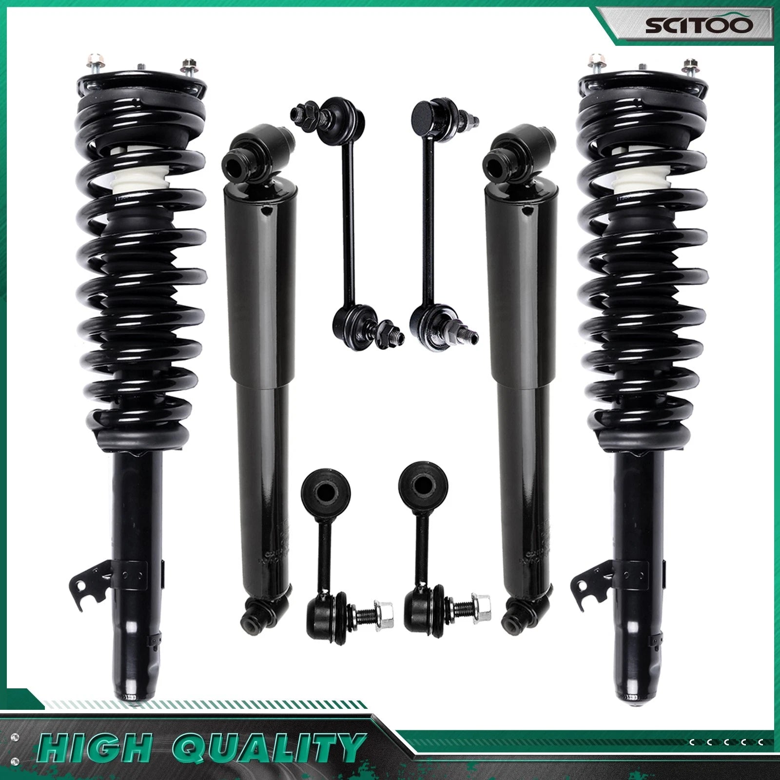 Set of 4 Quick Struts Shocks Sway Bar Links for Ford Fusion Milan (2006–2009)