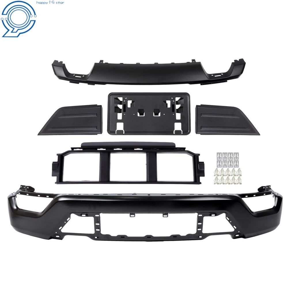 Set of 6 Front Bumper Face Bars for Ford F150 (2021–2023) Black Steel