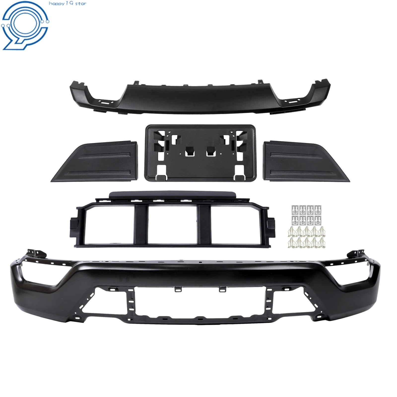 Set of 6 Front Bumper Face Bars for Ford F150 (2021–2023) Black Steel