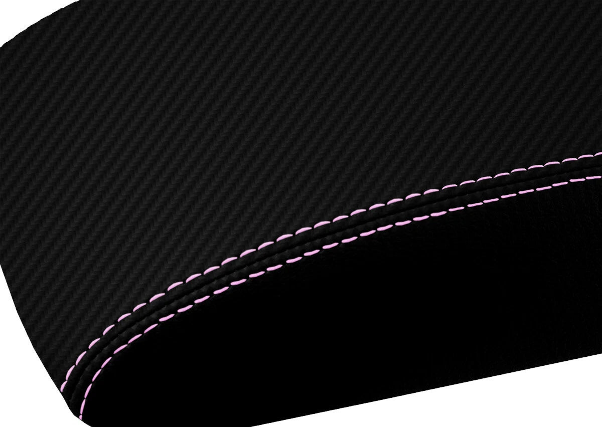 Center Console Armrest Cover for Audi Q5 (2018–2023) Carbon Fiber Pink Stitch
