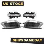 Set of 4 LED DRL Driving Lights + Fog Light Cover Bezels for Chevy Cruze (2015–2016)