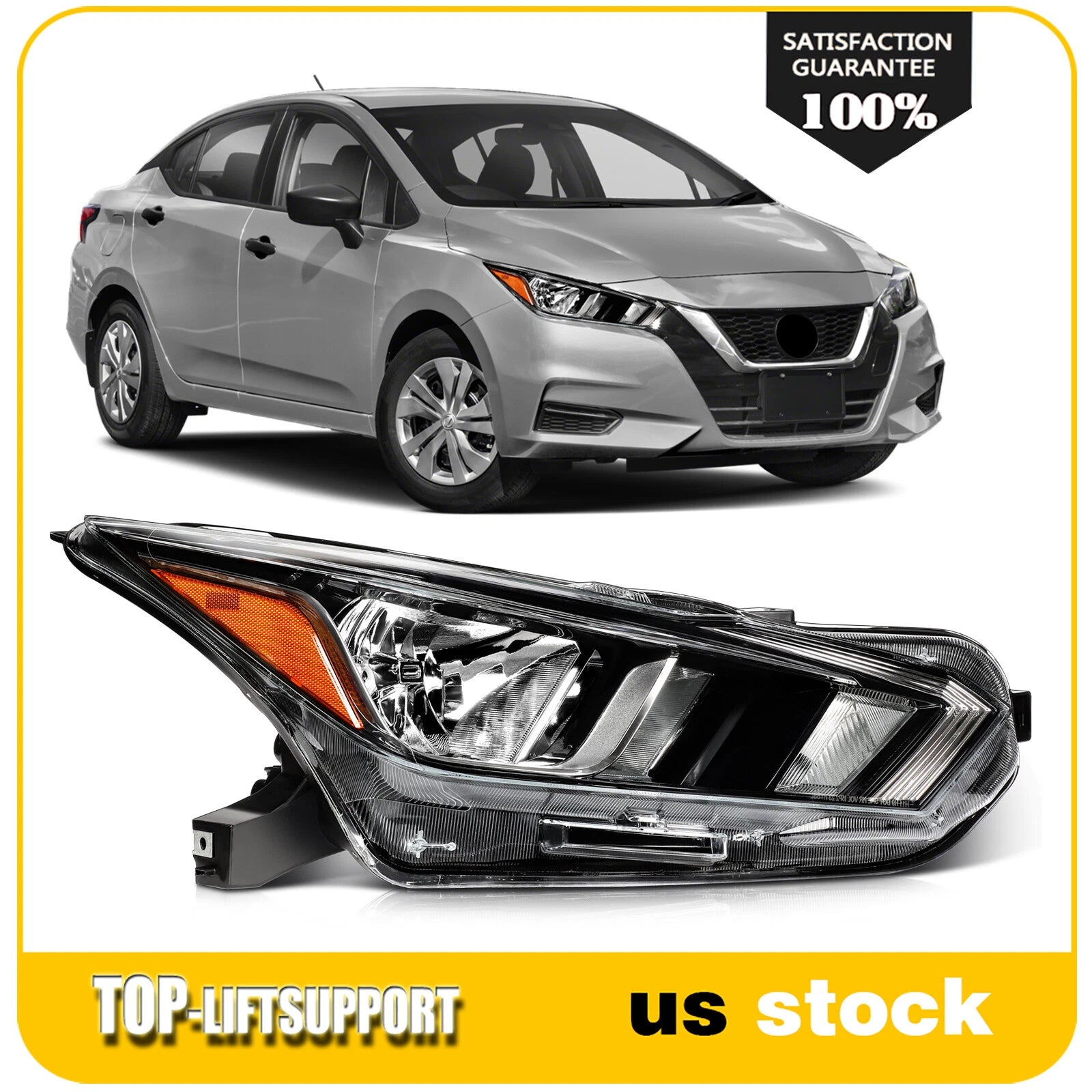 Right Side Halogen Headlight Assembly for Nissan Versa (2020–2024)