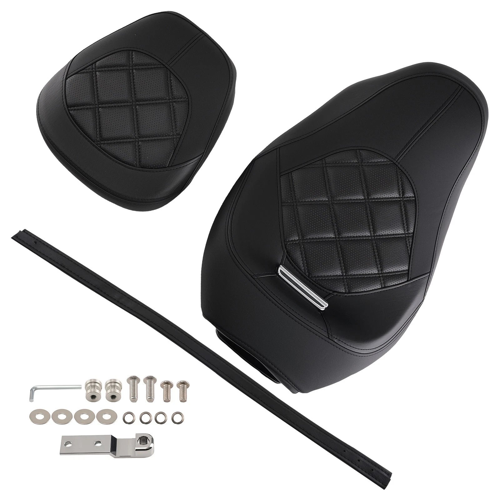 Black Leather PU Driver Passenger Seat for Harley Touring (2009–2023)