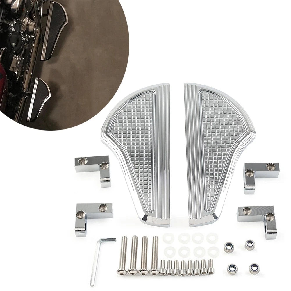 Rear Passenger Floorboards 1Pair Aluminum for Harley Touring (1993–Present) Chrome