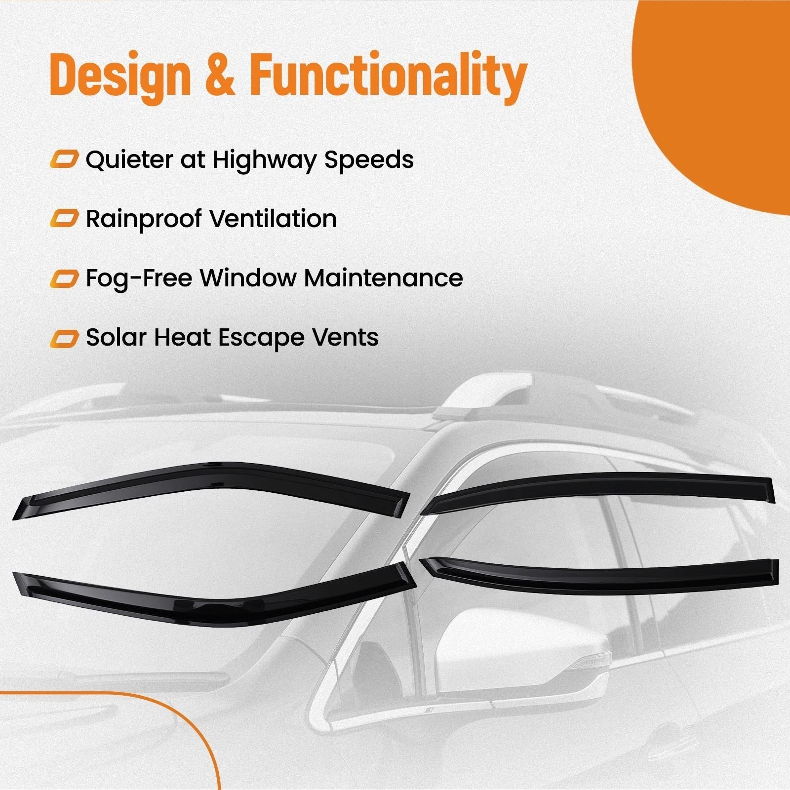 Set of 4 Window Visor Rain Guards for Nissan Maxima (2016–2023) Black