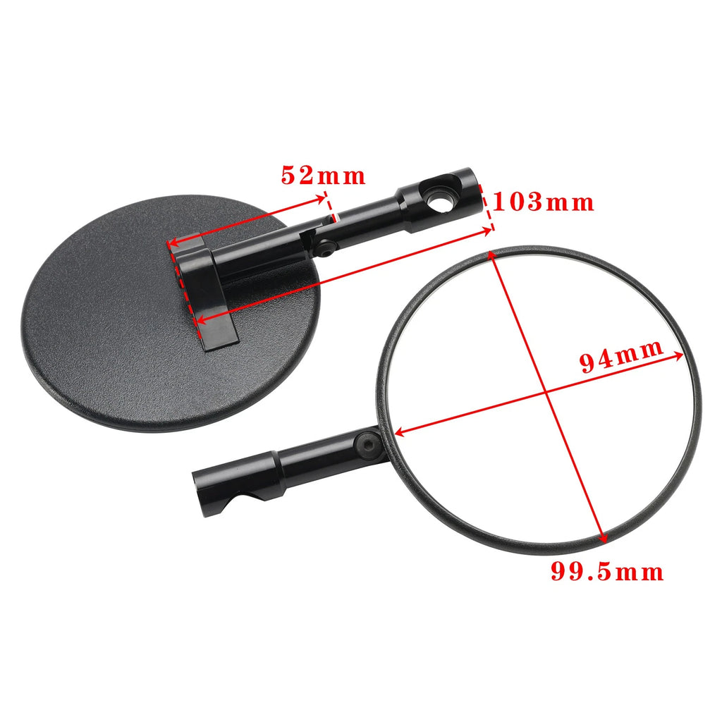 Pair of Black Round Handlebar Mirrors for Superbike Supermoto (M8 M10)