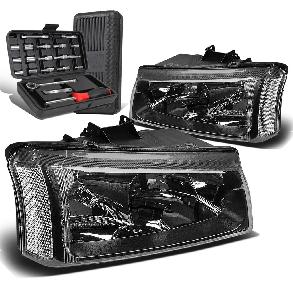Set of 2 Black/Clear Signal Upper Headlight Lamps for Chevy Silverado (2003–2006)