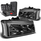Set of 2 Black/Clear Signal Upper Headlight Lamps for Chevy Silverado (2003–2006)
