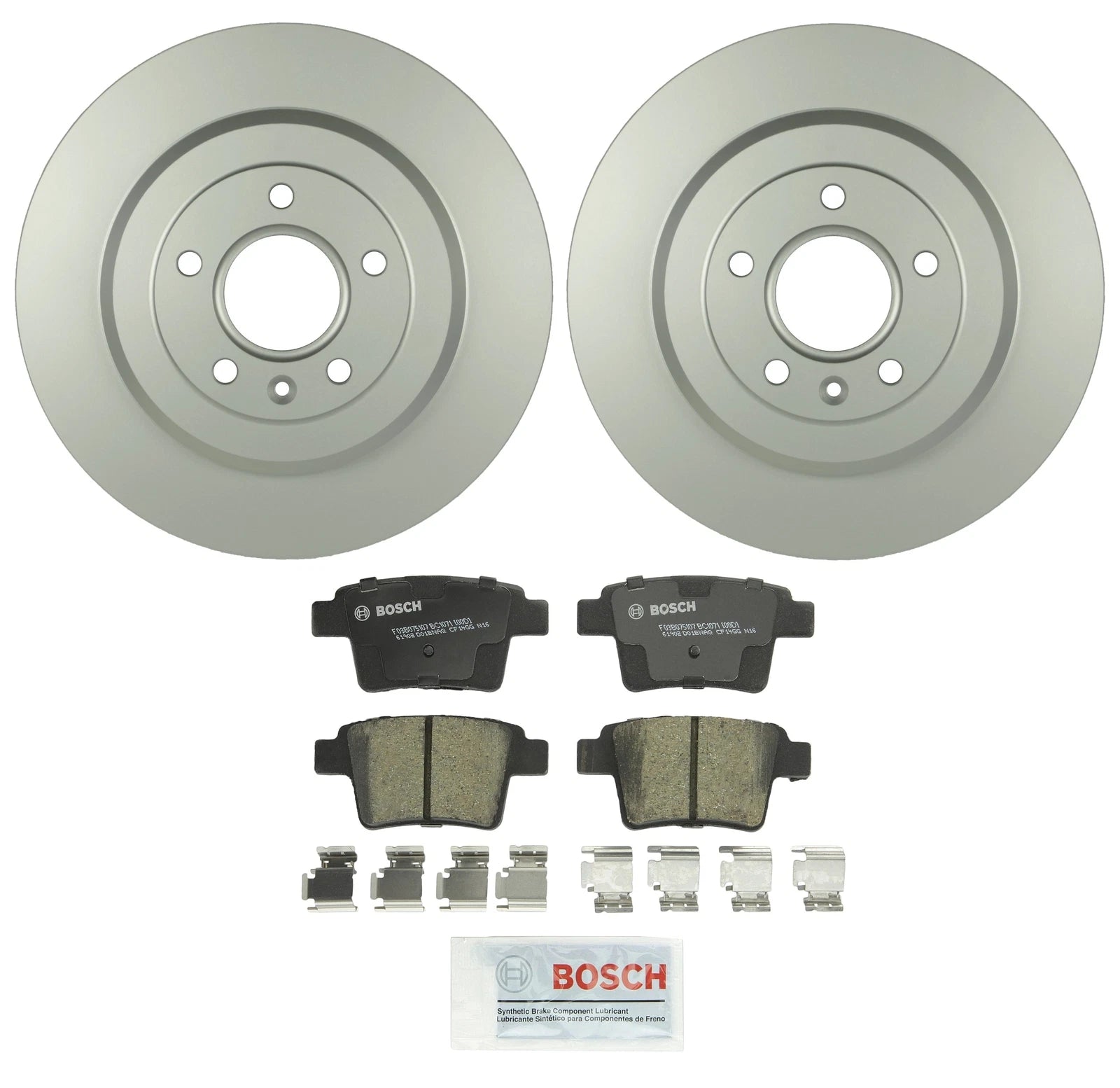 Bosch QuietCast Rear Brake Kit for Ford Mercury (330mm, Solid Rotors, Ceramic Pads)