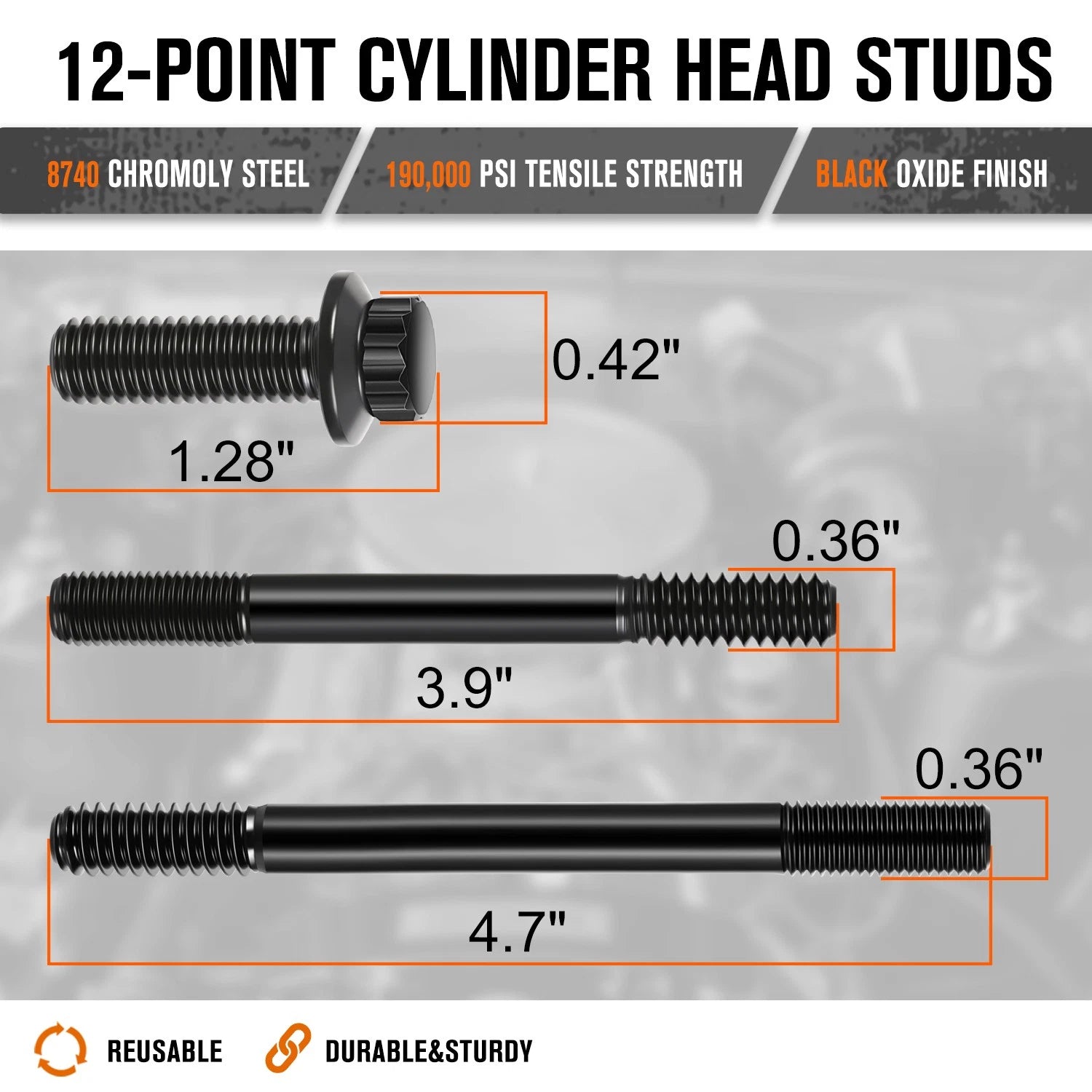 12-Point Cylinder Head Studs Kit for Chevy Corvette Camaro 6.2L (2014–2024)
