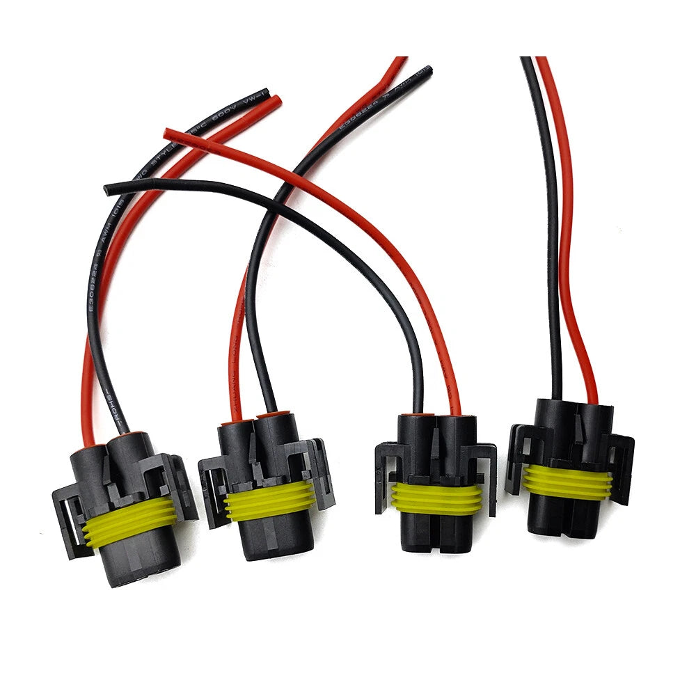 Set of 4 H11 H9 Low Beam Headlight Bulb Plug Wire Pigtail Harness