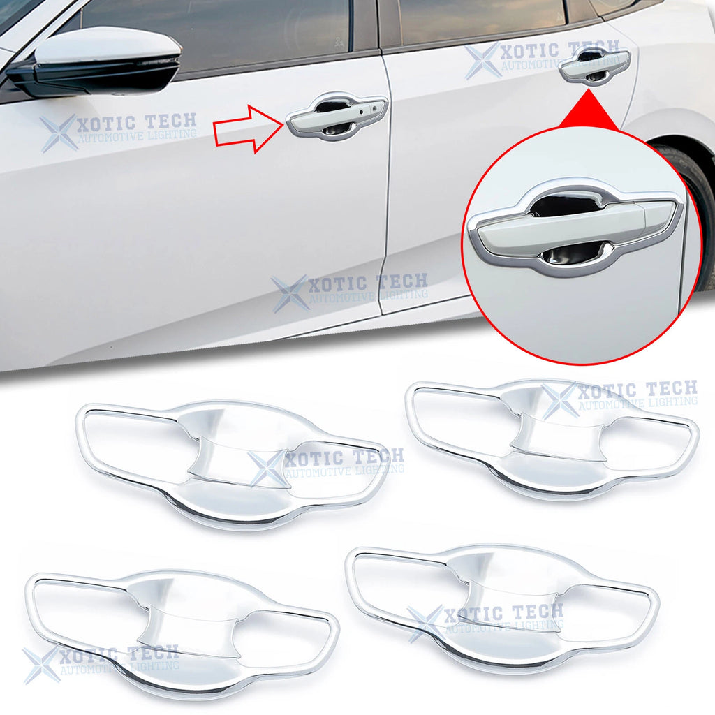Chrome Silver Door Handle Bowl Cup Cover Molding Trims for Honda Civic (2016–2021)